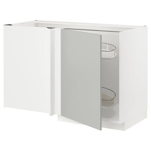METOD - METOD Corner base cab w pull-out fitting, white/Havstorp light grey, 128x68 cm