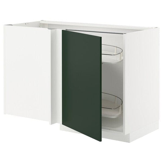 Ikea METOD - Corner base cab w pull-out fitting, white/Havstorp deep green, 128x68 cm