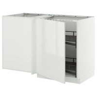 METOD corner base cab w pull-out fitting, white/Ringhult white, 128x68 cm