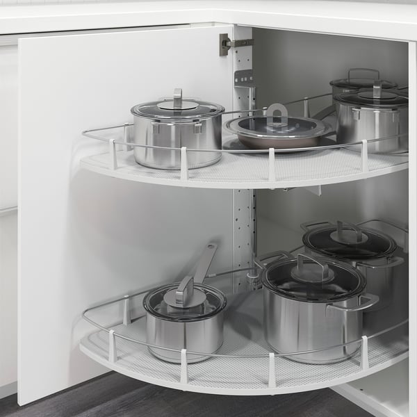 METOD - METOD Corner base cab w pull-out fitting, white/Stensund beige, 128x68 cm