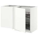 METOD corner base cab w pull-out fitting, white/Stensund white, 128x68 cm