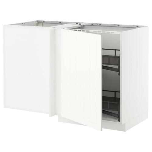 METOD - Corner cabinet/extr. basket, white/Stensund white, 128x68 cm - Width: 127.5 cmDepth: 67.5 cmHeight: 88.0 cmFrame height: 80.0 cm
