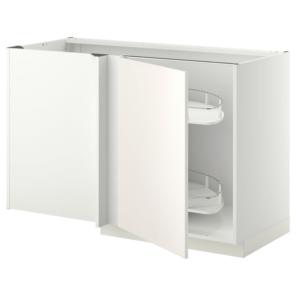 METOD - METOD Corner base cab w pull-out fitting, white/Veddinge white, 128x68 cm