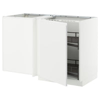 METOD corner base cab w pull-out fitting, white/Voxtorp matt white, 128x68 cm