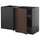 METOD - METOD Corner base cab w pull-out fitting, black-grey/Sinarp brown, 128x68 cm