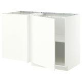 METOD corner base cabinet with shelf, white/Aspudden matt white, 128x68 cm