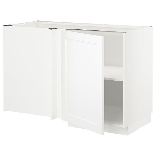 METOD - METOD Corner base cabinet with shelf, white/Axstad matt white, 128x68 cm