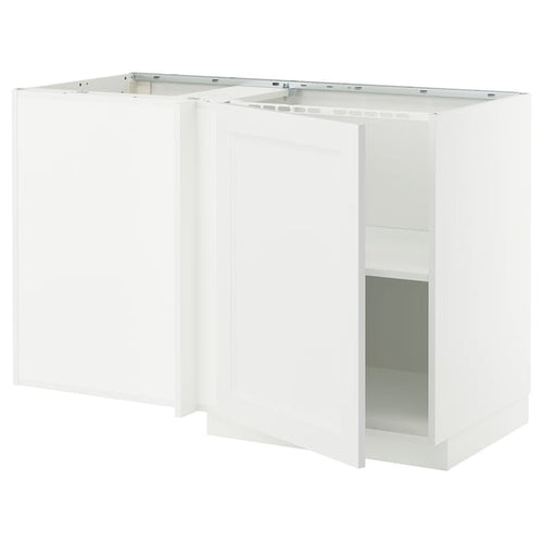 METOD - Corner cabinet with shelf, white/Axstad white matt, 128x68 cm - Width: 127.5 cmDepth: 67.5 cmHeight: 88.0 cmFrame height: 80.0 cm