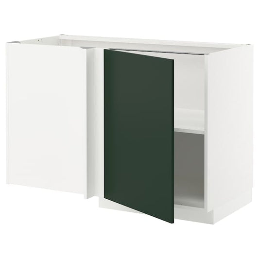 Ikea METOD - Corner base cabinet with shelf, white/Havstorp deep green, 128x68 cm
