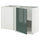 METOD corner base cabinet with shelf, white/Kallarp high-gloss dark grey-green, 128x68 cm