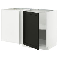 METOD corner base cabinet with shelf, white/Lerhyttan black stained, 128x68 cm