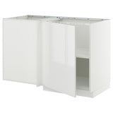 METOD corner base cabinet with shelf, white/Ringhult white, 128x68 cm