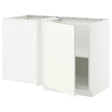 METOD corner base cabinet with shelf, white/Vallstena white, 128x68 cm