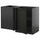 METOD - METOD Corner base cabinet with shelf, black-grey/Lerhyttan black stained, 128x68 cm