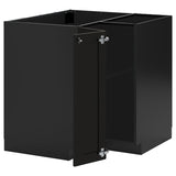 METOD corner base cabinet with shelf, black-grey/Lerhyttan black stained, 88x88 cm
