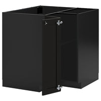 METOD corner base cabinet with shelf, black-grey/Lerhyttan black stained, 88x88 cm