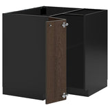 METOD corner base cabinet with shelf, black-grey/Sinarp brown, 88x88 cm