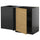 METOD - METOD Corner base cabinet with shelf, black-grey/Voxtorp oak effect, 128x68 cm