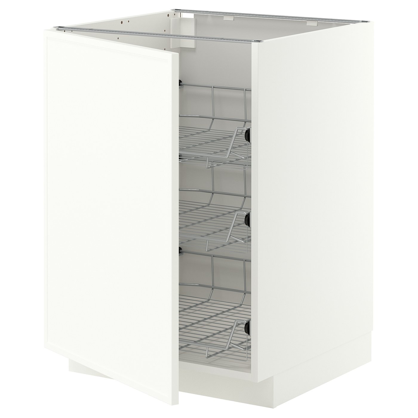 METOD base cabinet with wire baskets, white/Aspudden matt white, 60x60 cm
