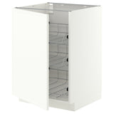 METOD base cabinet with wire baskets, white/Aspudden matt white, 60x60 cm