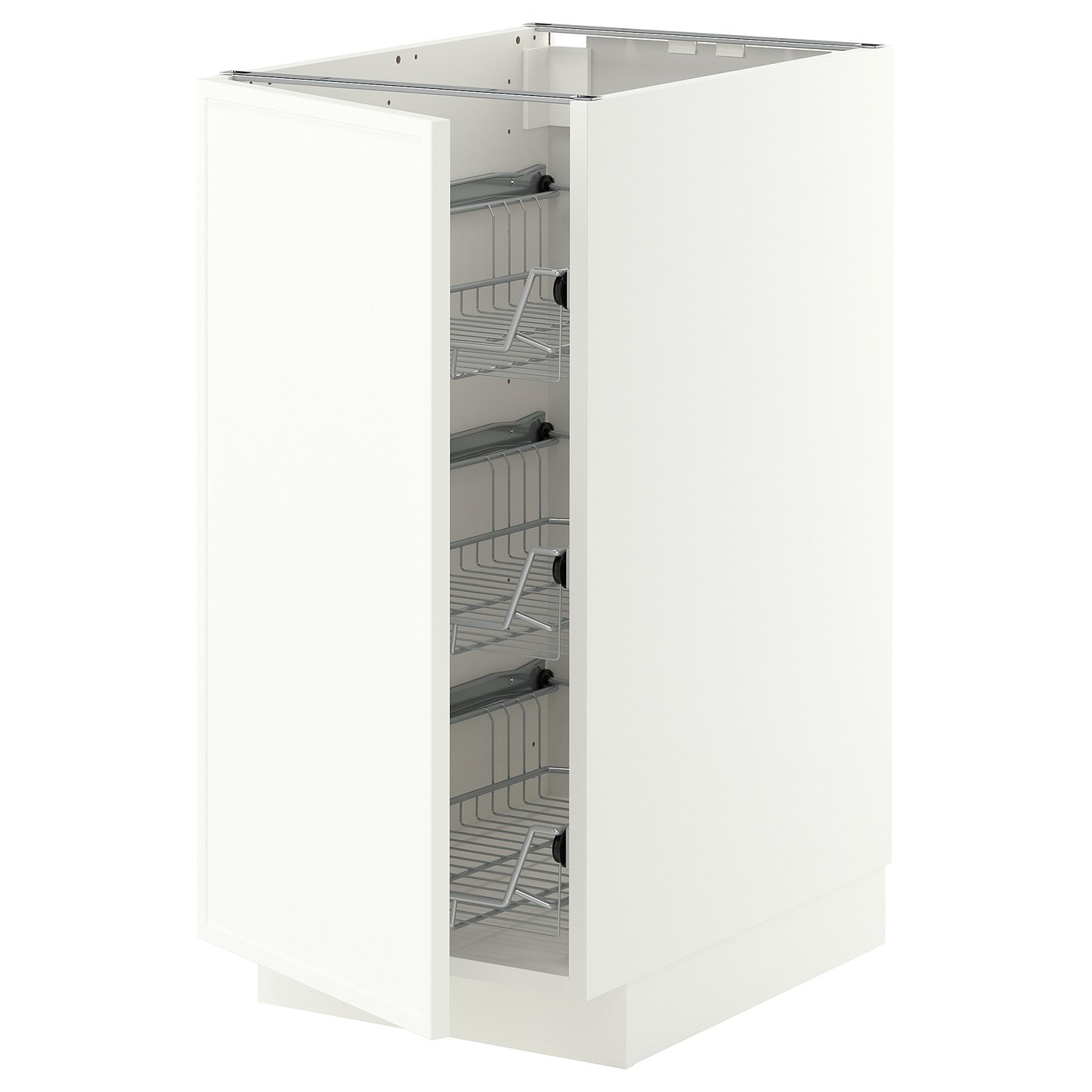 METOD base cabinet with wire baskets, white/Aspudden matt white, 40x60 cm