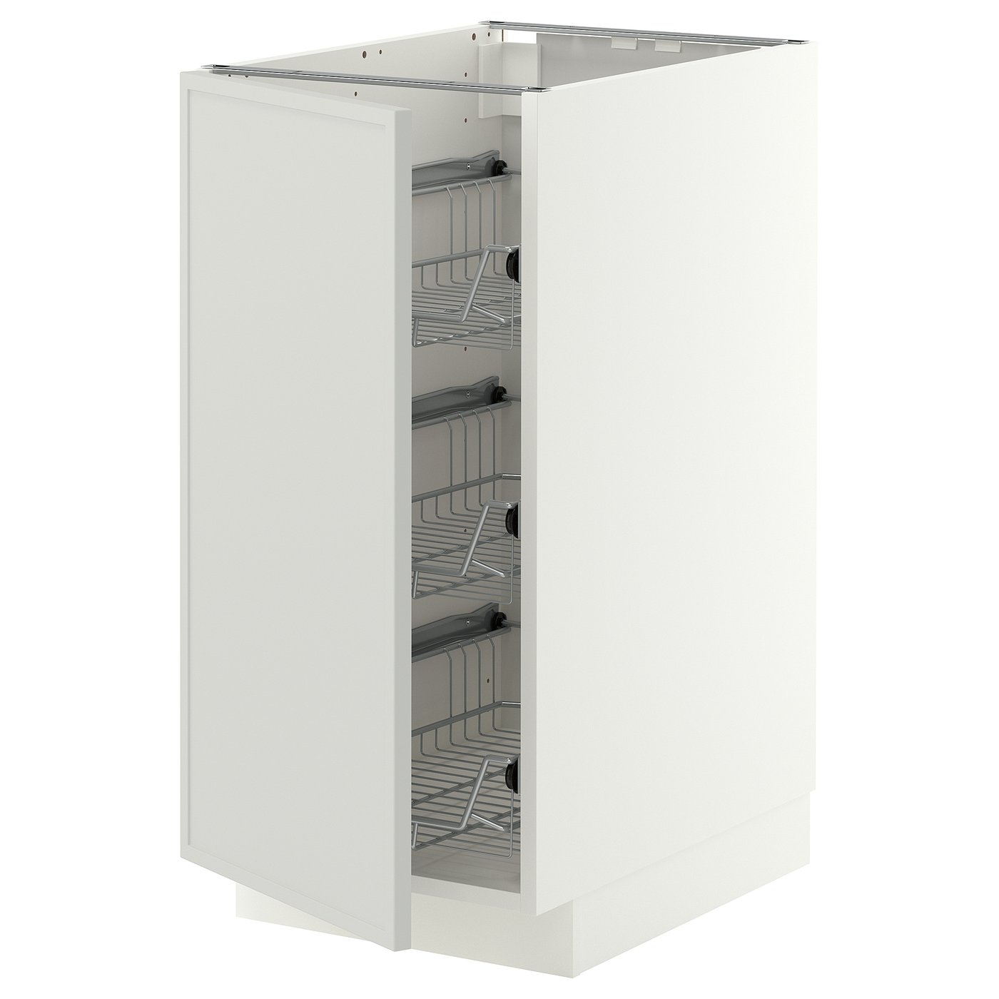 METOD base cabinet with wire baskets, white/Aspudden light grey, 40x60 cm