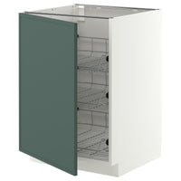 METOD base cabinet with wire baskets, white/Aspudden dark grey-green, 60x60 cm