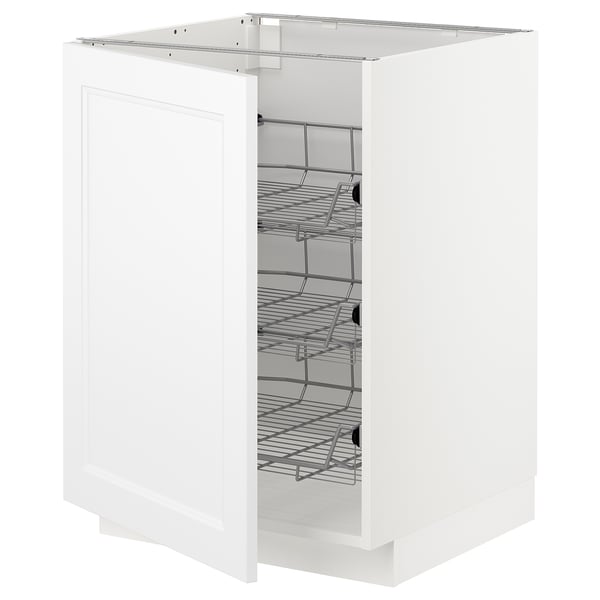METOD base cabinet with wire baskets, white/Axstad matt white, 60x60 cm