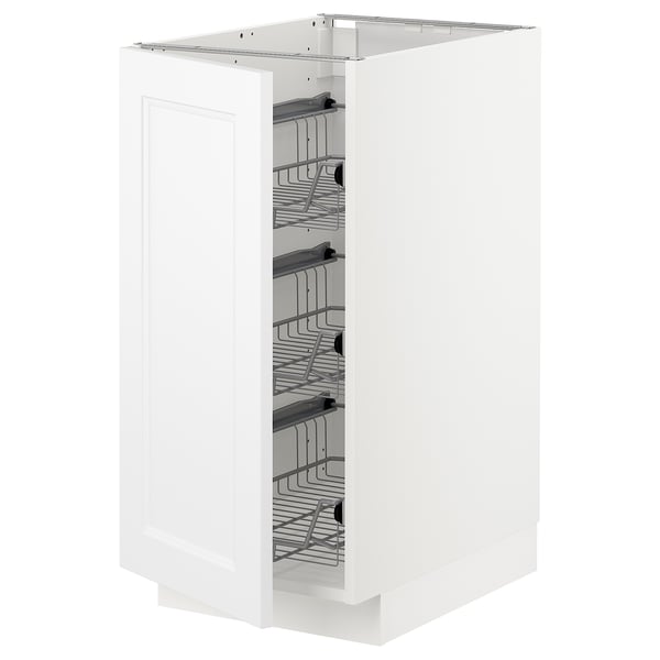 METOD base cabinet with wire baskets, white/Axstad matt white, 40x60 cm