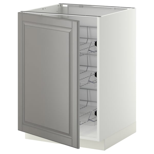 METOD - METOD Base cabinet with wire baskets, white/Bodbyn grey, 60x60 cm