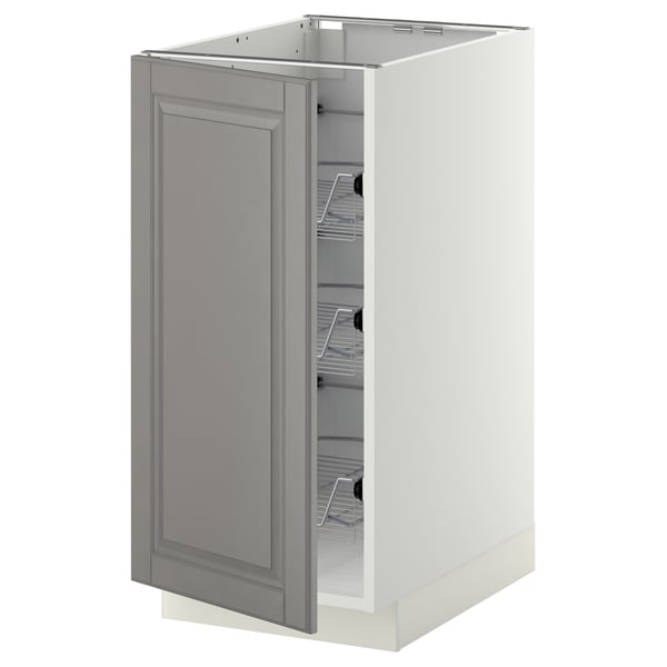METOD - METOD Base cabinet with wire baskets, white/Bodbyn grey, 40x60 cm