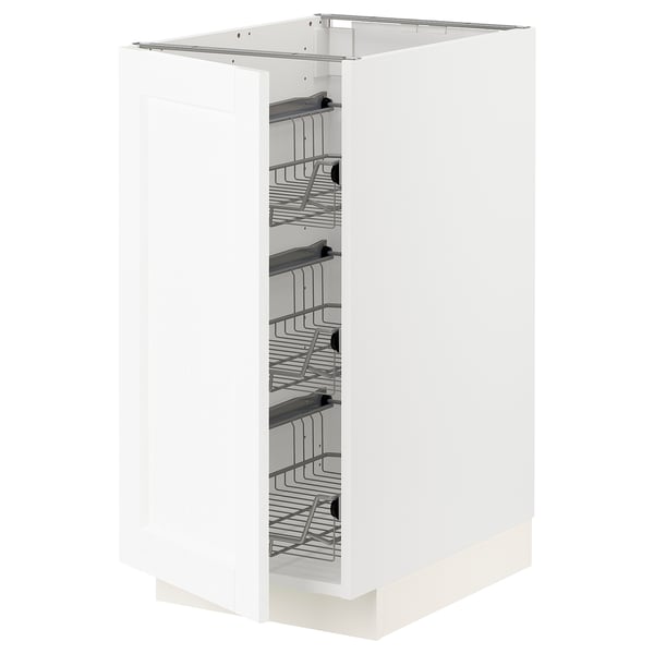 METOD base cabinet with wire baskets, white Enköping/white wood effect, 40x60 cm