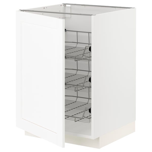 METOD - METOD Base cabinet with wire baskets, white Enköping/white wood effect, 60x60 cm