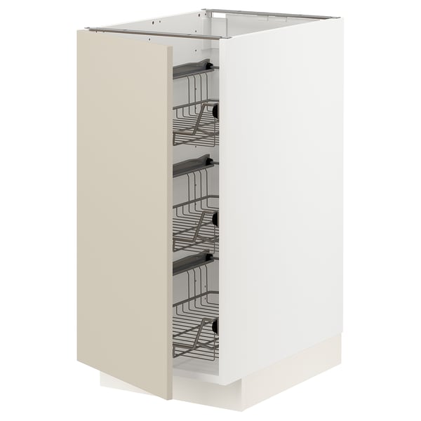 METOD - METOD Base cabinet with wire baskets, white/Havstorp beige, 40x60 cm