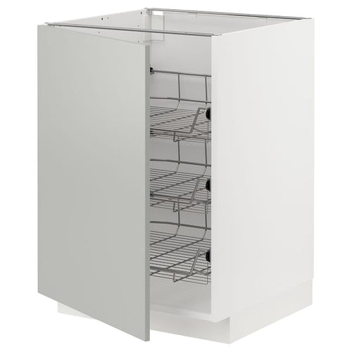 METOD - METOD Base cabinet with wire baskets, white/Havstorp light grey, 60x60 cm