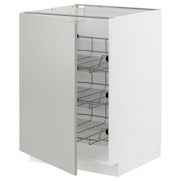 METOD base cabinet with wire baskets, white/Havstorp light grey, 60x60 cm