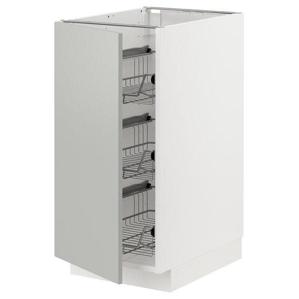 Ikea METOD - Base cabinet with wire baskets, white/Havstorp light grey, 40x60 cm