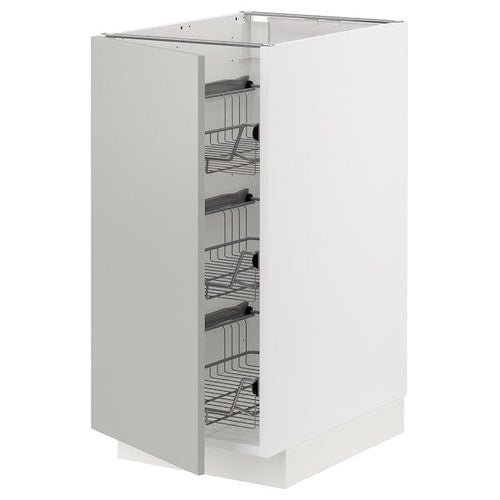 METOD base cabinet with wire baskets, white/Havstorp light grey, 40x60 cm