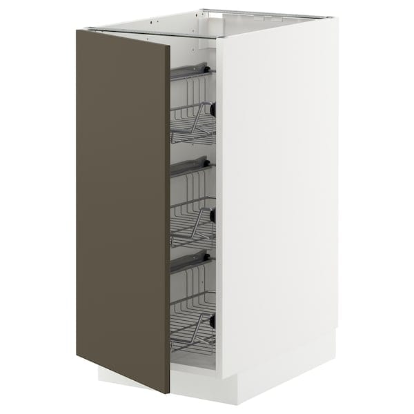 Ikea METOD - Base cabinet with wire baskets, white/Havstorp brown-beige, 40x60 cm