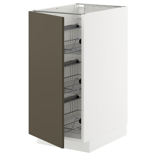 Ikea METOD - Base cabinet with wire baskets, white/Havstorp brown-beige, 40x60 cm