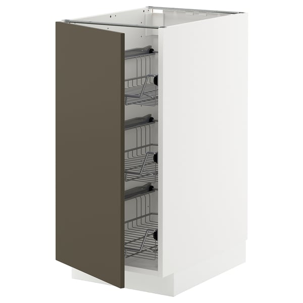 METOD - METOD Base cabinet with wire baskets, white/Havstorp brown-beige, 40x60 cm
