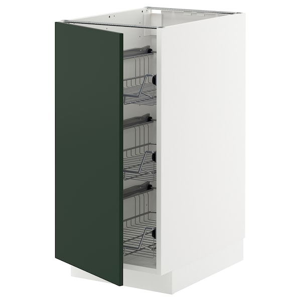 METOD - Base cabinet with sliding baskets, white/Havstorp deep green,40x60 cm