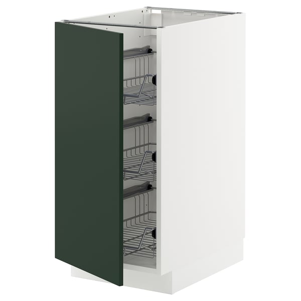METOD - METOD Base cabinet with wire baskets, white/Havstorp deep green, 40x60 cm
