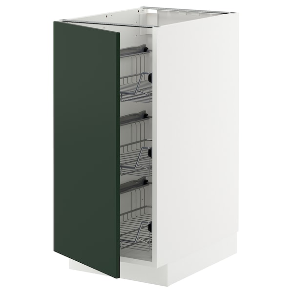 METOD - Base cabinet with wire baskets, white/Havstorp deep green, 40x60 cm