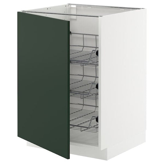 Ikea METOD - Base cabinet with wire baskets, white/Havstorp deep green, 60x60 cm