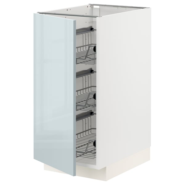 METOD - METOD Base cabinet with wire baskets, white/Kallarp light grey-blue, 40x60 cm