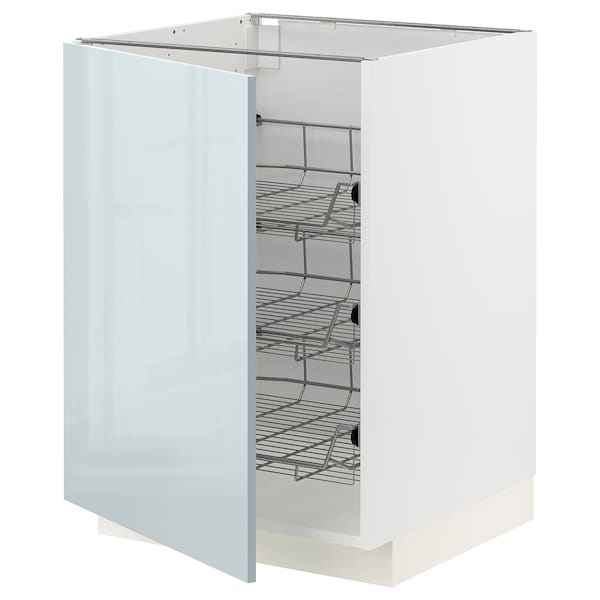 METOD - Base cabinet with wire baskets, white/Kallarp light grey-blue, 60x60 cm