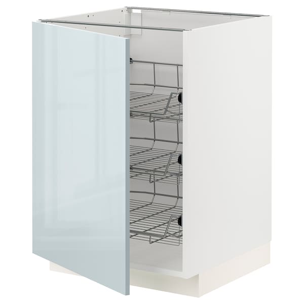 Ikea METOD - Base cabinet with wire baskets, white/Kallarp light grey-blue, 60x60 cm