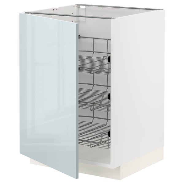 METOD base cabinet with wire baskets, white/Kallarp light grey-blue, 60.0x80.0x60.0 cm