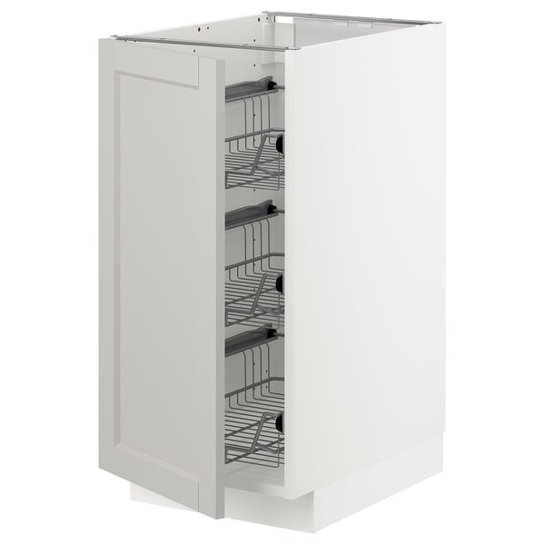 METOD base cabinet with wire baskets, white/Lerhyttan light grey, 40x60 cm